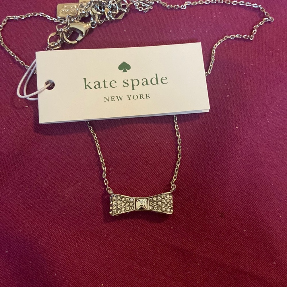 Kate spade bow pave mini pendant necklace NWT